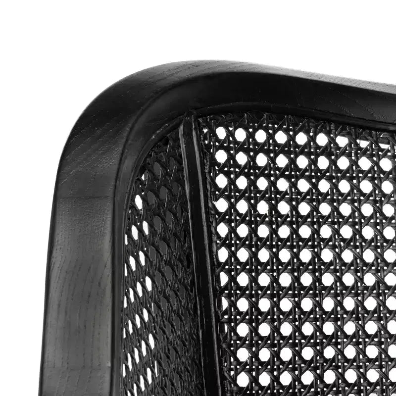 Sillón de comedor de mimbre – Estructura de madera de olmo, respaldo curvo, blanco, capacidad de 125 kg