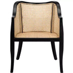 Sillón de comedor de mimbre – Estructura de madera de olmo, respaldo curvo, blanco, capacidad de 125 kg