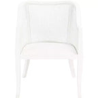 Sillón de comedor de mimbre – Estructura de madera de olmo, respaldo curvo, blanco, capacidad de 125 kg