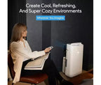 Aire acondicionado portátil SereneLife de 14,000 BTU para el hogar con deshumidificador, ventilador, control remoto y kit para ventana, blanco