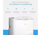 Aire acondicionado portátil SereneLife de 14,000 BTU para el hogar con deshumidificador, ventilador, control remoto y kit para ventana, blanco