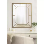 Espejo de pared rectangular – Incrustaciones de hierro negro, diseño dimensional, 22.75x28.88 pulg.