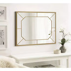 Espejo de pared rectangular – Incrustaciones de hierro negro, diseño dimensional, 22.75x28.88 pulg.