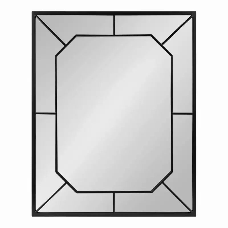 Espejo de pared rectangular – Incrustaciones de hierro negro, diseño dimensional, 22.75x28.88 pulg.