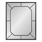 Espejo de pared rectangular – Incrustaciones de hierro negro, diseño dimensional, 22.75x28.88 pulg.