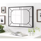 Espejo de pared rectangular – Incrustaciones de hierro negro, diseño dimensional, 22.75x28.88 pulg.