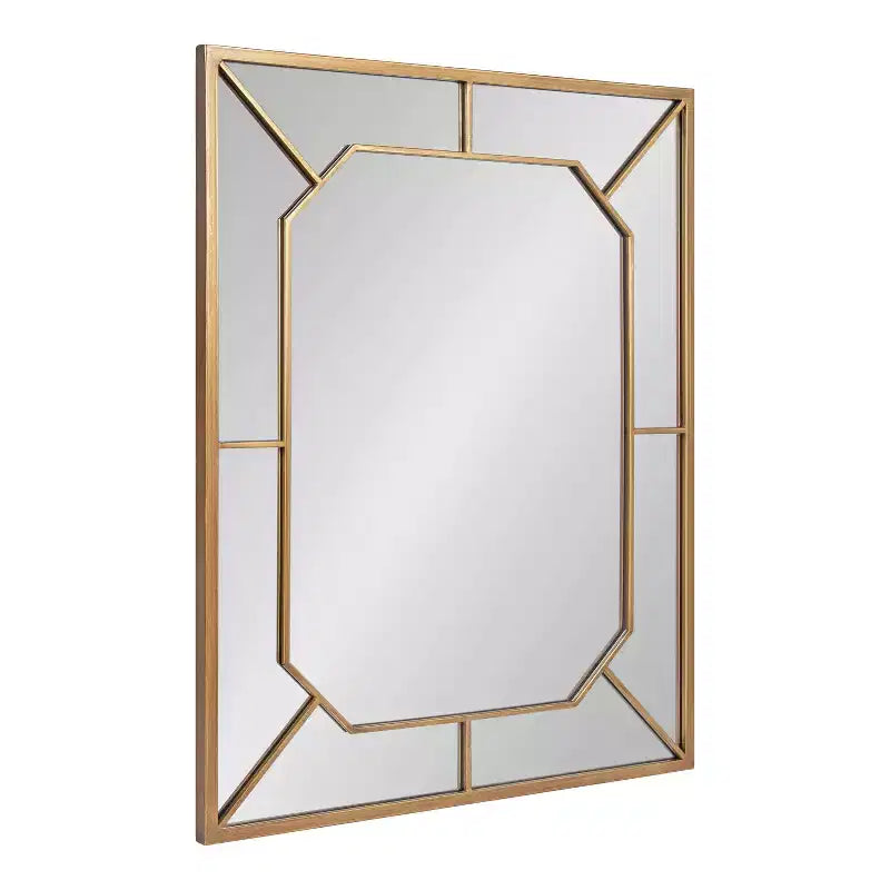 Espejo de pared rectangular – Incrustaciones de hierro negro, diseño dimensional, 22.75x28.88 pulg.
