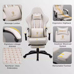 Silla de juego ajustable con soporte lumbar de masaje y reposapiés retráctil - Dowinx