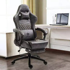 Silla de juego ajustable con soporte lumbar de masaje y reposapiés retráctil - Dowinx