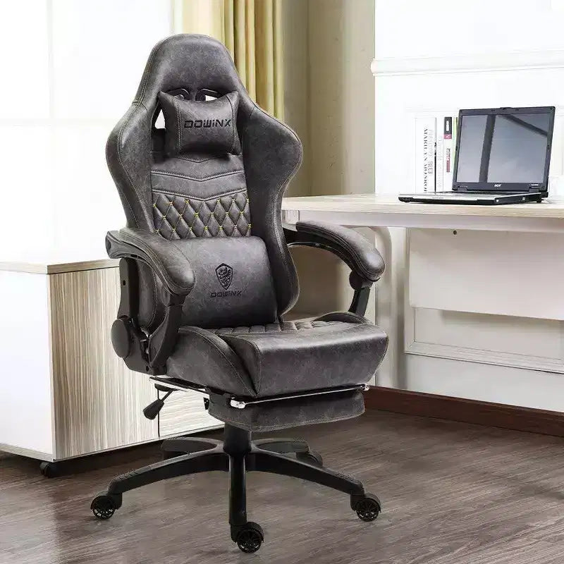 Silla de juego ajustable con soporte lumbar de masaje y reposapiés retráctil - Dowinx