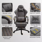 Silla de juego ajustable con soporte lumbar de masaje y reposapiés retráctil - Dowinx