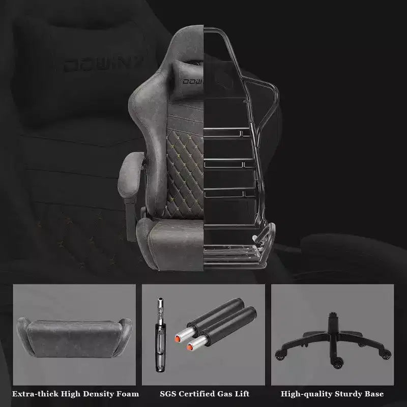 Silla de juego ajustable con soporte lumbar de masaje y reposapiés retráctil - Dowinx