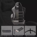 Silla de juego ajustable con soporte lumbar de masaje y reposapiés retráctil - Dowinx