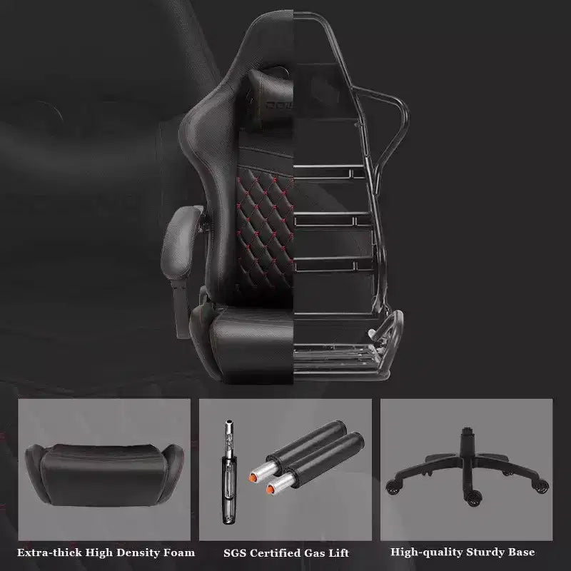 Silla de juego ajustable con soporte lumbar de masaje y reposapiés retráctil - Dowinx