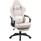 Silla de juego ajustable con soporte lumbar de masaje y reposapiés retráctil - Dowinx