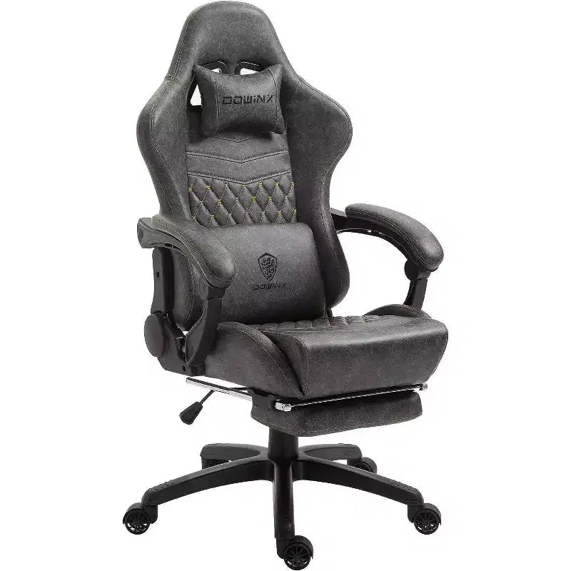 Silla de juego ajustable con soporte lumbar de masaje y reposapiés retráctil - Dowinx