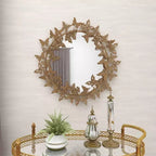 Espejo de pared 3D redondo de metal de mariposa de 28x28 – Montaje en pared, no requiere ensamblaje