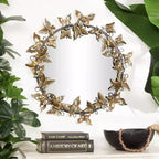 Espejo de pared 3D redondo de metal de mariposa de 28x28 – Montaje en pared, no requiere ensamblaje
