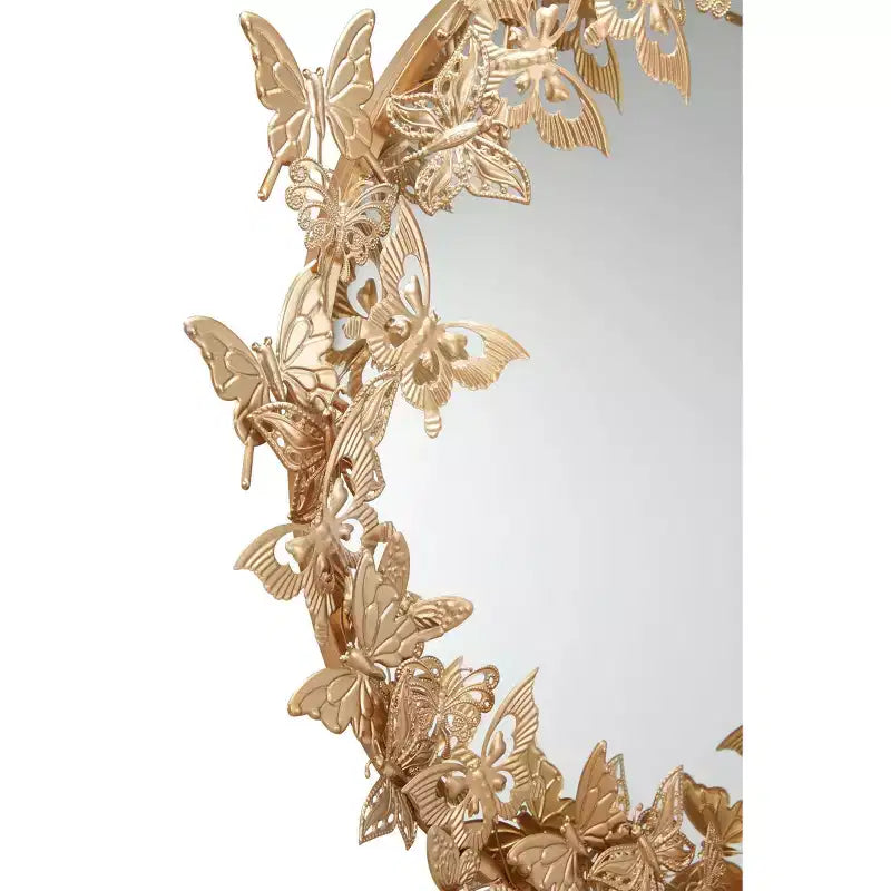 Espejo de pared 3D redondo de metal de mariposa de 28x28 – Montaje en pared, no requiere ensamblaje