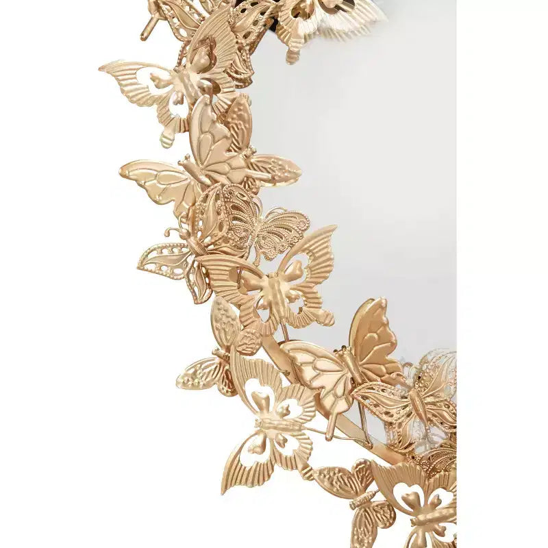 Espejo de pared 3D redondo de metal de mariposa de 28x28 – Montaje en pared, no requiere ensamblaje
