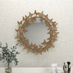 Espejo de pared 3D redondo de metal de mariposa de 28x28 – Montaje en pared, no requiere ensamblaje