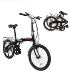 Bicicleta plegable compacta Xspec 20 de 7 velocidades para ciudad, negra (NO eléctrica)