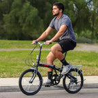Bicicleta plegable compacta Xspec 20 de 7 velocidades para ciudad, negra (NO eléctrica)