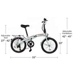 Bicicleta urbana plegable compacta Xspec 20 de 7 velocidades, blanca (NO eléctrica)