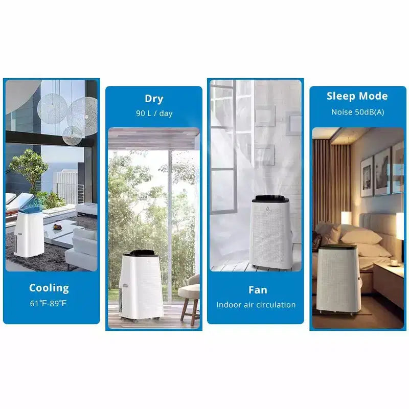Aire acondicionado portátil Garvee de 14,000 BTU, ventilador con control remoto de 9,300 BTU (DOE)