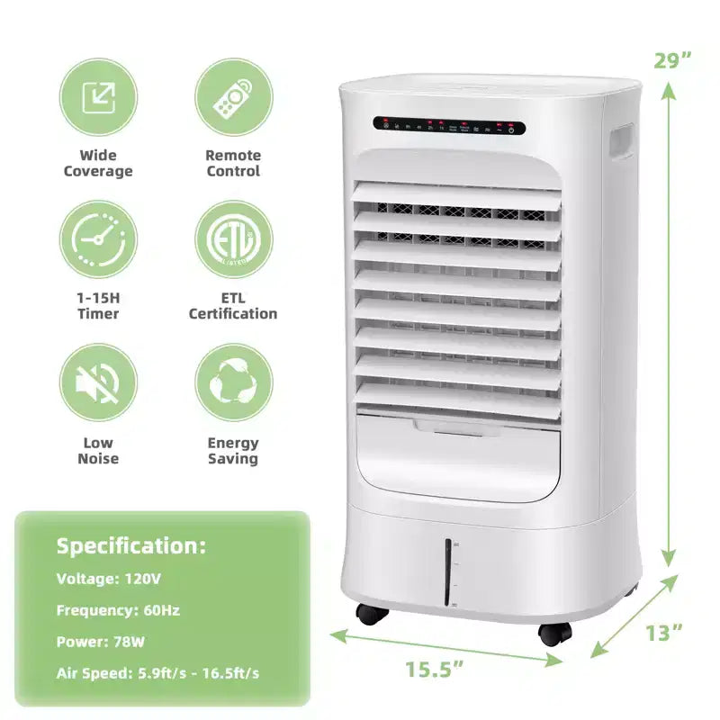 Enfriador de aire evaporativo Costway 4 en 1, humidificador portátil con temporizador, 3 modos y velocidades