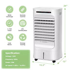 Enfriador de aire evaporativo Costway 4 en 1, humidificador portátil con temporizador, 3 modos y velocidades