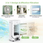 Enfriador de aire evaporativo Costway 4 en 1, humidificador portátil con temporizador, 3 modos y velocidades