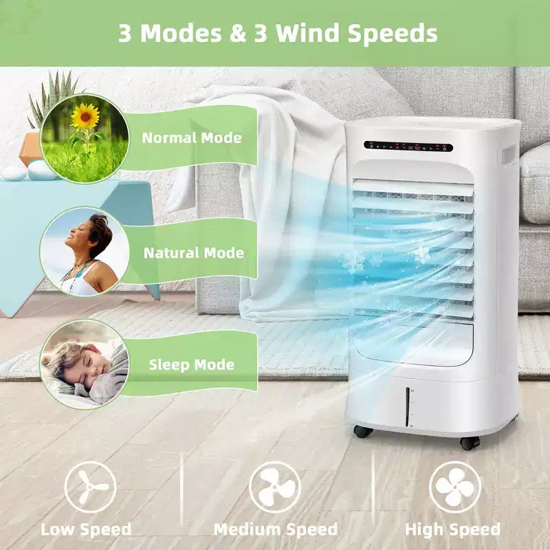 Enfriador de aire evaporativo Costway 4 en 1, humidificador portátil con temporizador, 3 modos y velocidades