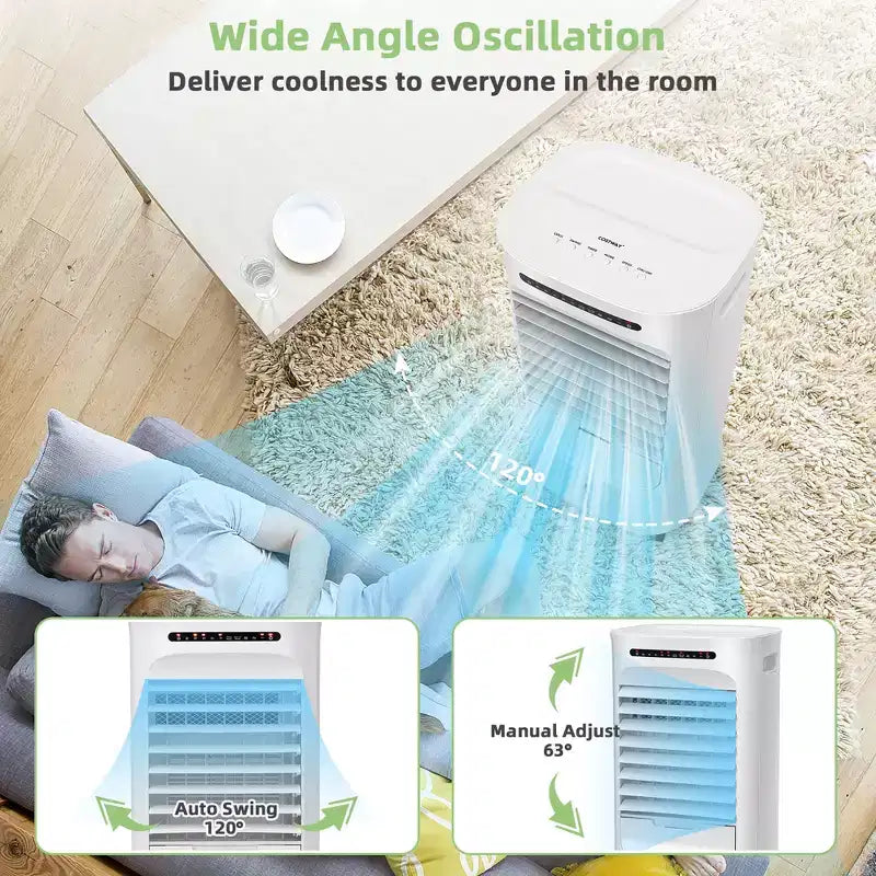 Enfriador de aire evaporativo Costway 4 en 1, humidificador portátil con temporizador, 3 modos y velocidades