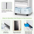 Enfriador de aire evaporativo Costway 4 en 1, humidificador portátil con temporizador, 3 modos y velocidades