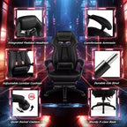 Silla de estilo de carreras de e-sports ajustable Costway con reposacabezas acolchado y soporte lumbar, azul/negro/gris/rojo