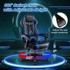 Silla de estilo de carreras de e-sports ajustable Costway con reposacabezas acolchado y soporte lumbar, azul/negro/gris/rojo