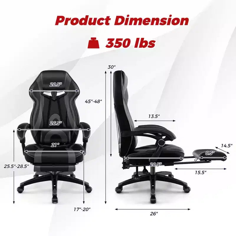 Silla de estilo de carreras de e-sports ajustable Costway con reposacabezas acolchado y soporte lumbar, azul/negro/gris/rojo