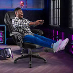 Silla de estilo de carreras de e-sports ajustable Costway con reposacabezas acolchado y soporte lumbar, azul/negro/gris/rojo