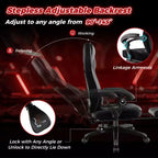 Silla de estilo de carreras de e-sports ajustable Costway con reposacabezas acolchado y soporte lumbar, azul/negro/gris/rojo