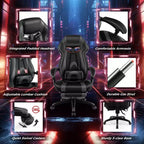 Silla de estilo de carreras de e-sports ajustable Costway con reposacabezas acolchado y soporte lumbar, azul/negro/gris/rojo