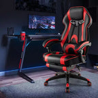 Silla de estilo de carreras de e-sports ajustable Costway con reposacabezas acolchado y soporte lumbar, azul/negro/gris/rojo
