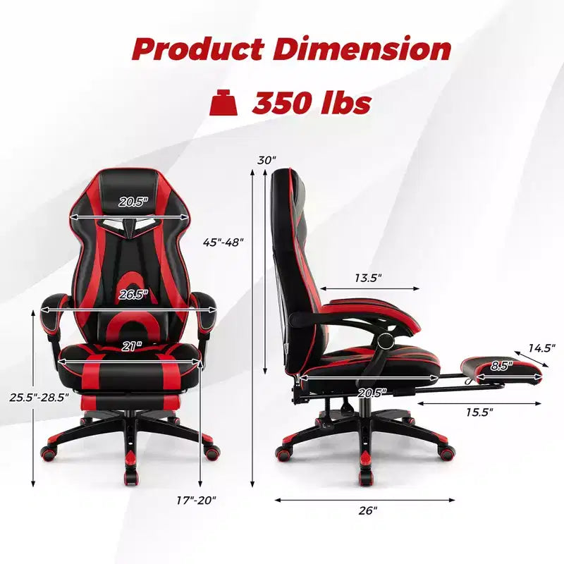 Silla de estilo de carreras de e-sports ajustable Costway con reposacabezas acolchado y soporte lumbar, azul/negro/gris/rojo