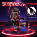 Silla de estilo de carreras de e-sports ajustable Costway con reposacabezas acolchado y soporte lumbar, azul/negro/gris/rojo