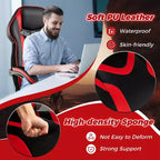 Silla de estilo de carreras de e-sports ajustable Costway con reposacabezas acolchado y soporte lumbar, azul/negro/gris/rojo