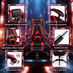 Silla de estilo de carreras de e-sports ajustable Costway con reposacabezas acolchado y soporte lumbar, azul/negro/gris/rojo