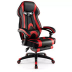 Silla de estilo de carreras de e-sports ajustable Costway con reposacabezas acolchado y soporte lumbar, azul/negro/gris/rojo
