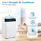 Aire acondicionado portátil de 14000 BTU 3 en 1 con control remoto, doble motor y oscilación automática