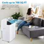Aire acondicionado portátil de 14000 BTU 3 en 1 con control remoto, doble motor y oscilación automática