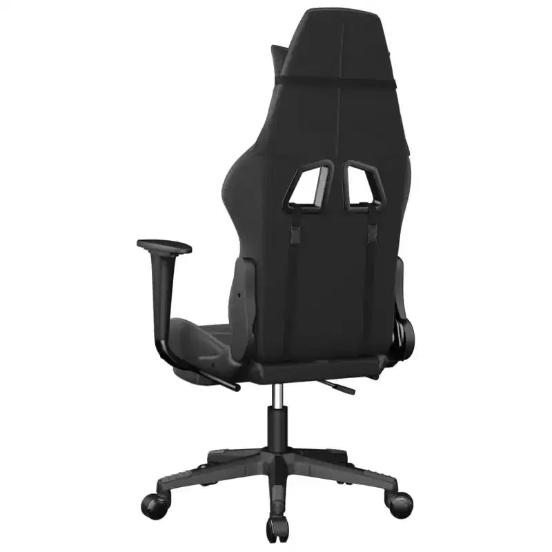 Silla gaming de masaje vidaXL con reposapiés, negra y gris, cuero sintético